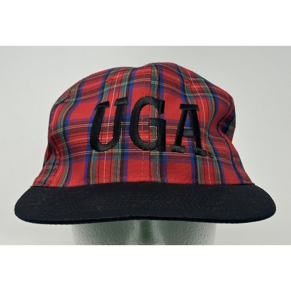 Vtg KC Brand University If Georgia Bulldogs SnapBack Hat Tartan Dawgs Football